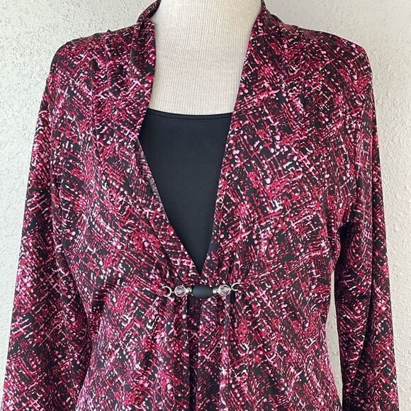 EUC Notations Womens Pink and Black Blouse Top Size M - Picture 2 of 6